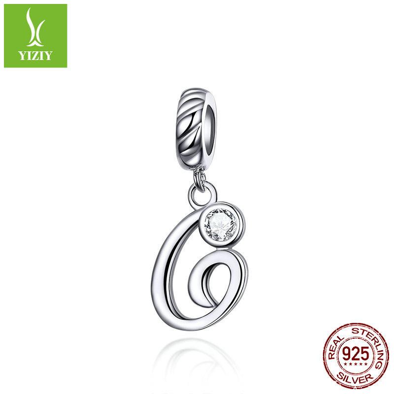 26 Letter Charm 925 Sterling Silver Pendant Korean Fashion Beaded Bracelet Silver Jewelry Accessories
