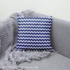 Royal Samt Stoff Polyester Zum Nähen - Motiv Blauer Zickzack