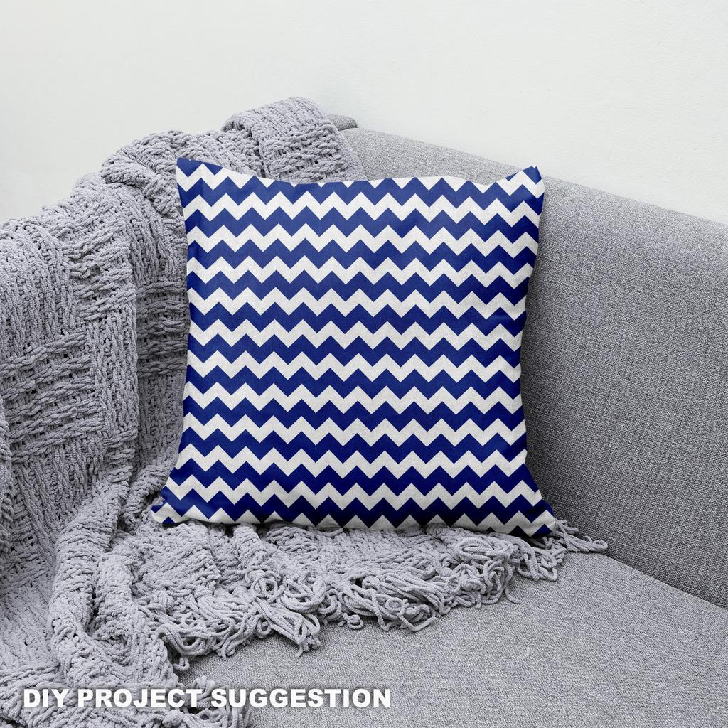 Royal Samt Stoff Polyester Zum Nähen - Motiv Blauer Zickzack