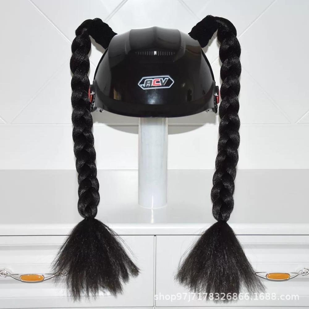 2pcs/pair New Motorcycle Helmet Braids Woman Braids Wig For Motorbike Helmets 164 colors Twist Dual Pigtail Ponytail With Sucker