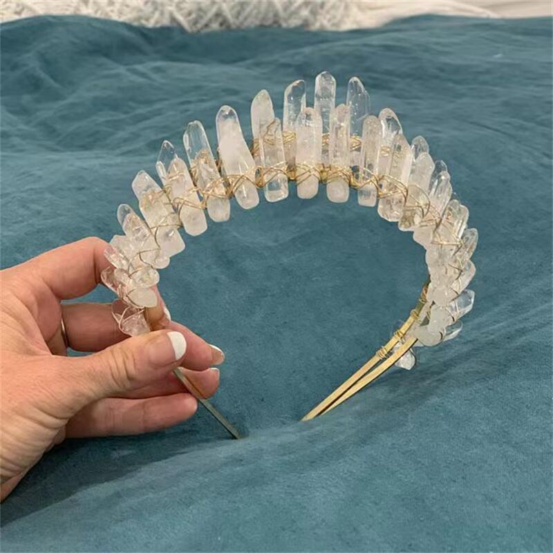 

Повязка на голову из прозрачного кварца: Элегантная свадебная и праздничная корона, ювелирное украшение для волос