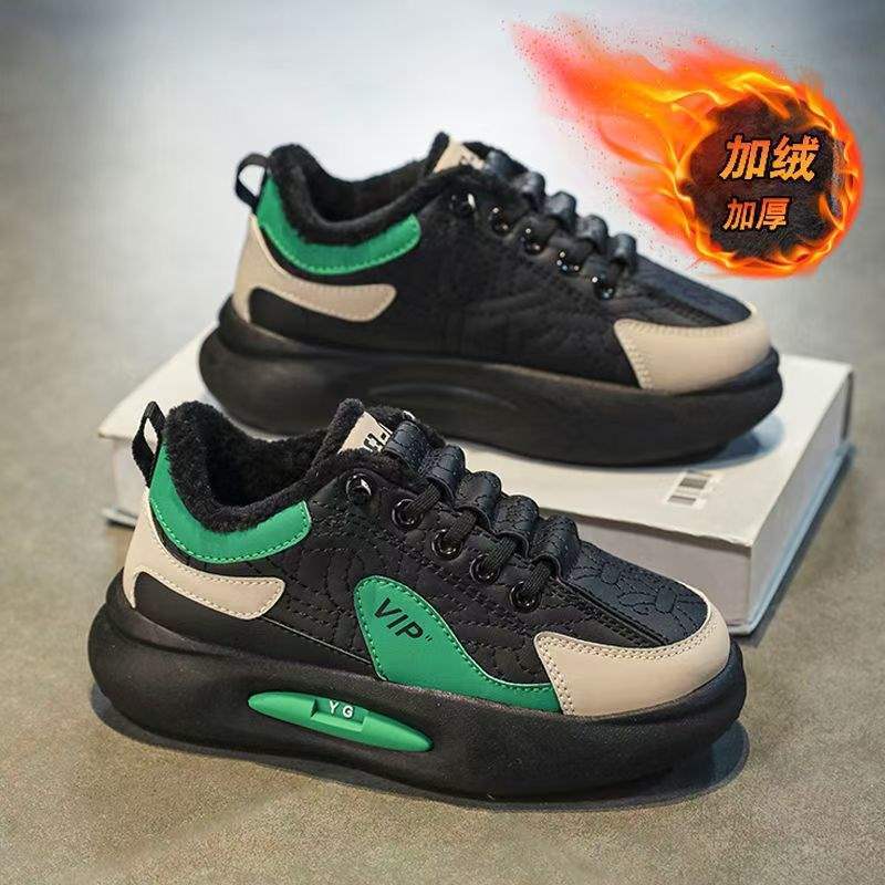 

Boys shoes Children s sports shoes 2025 winter high-top leather running shoes Medium and older children s two-cotton thermal cotton shoes 38 yards inner length 23.4CM