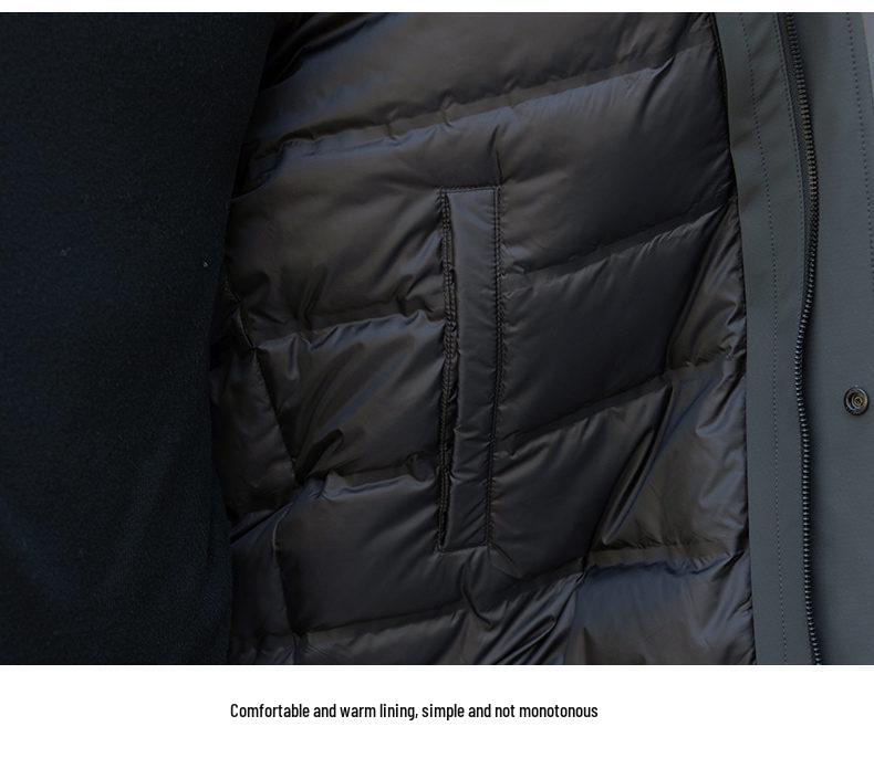 Men's 2025 Winter Removable Liner Down Jacket: Thick Warm White Duck Down Business Casual Coat