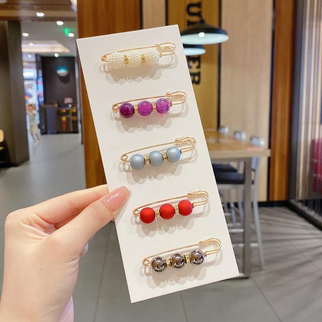 3 /6 Pcs 'S Clothing Pin Brooch Set Pearl Rhinestone Brooches Lapel For Women Pin Tightening Waist Pin Diy AccessoriesWedding Jewelry