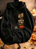 Unisex Hoodie, Halloween, Ghostly Diner Coffee 24/7 Pumpkin Graphic, Pullover Sweatshirt, Casual Loose Fit, Autumn Winter Party Wear, Front Pocket Dra
