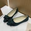2025 Women's Solid Color Floral Pointed Flat Cloth Shoes with Embroidered Design In Large Sizes