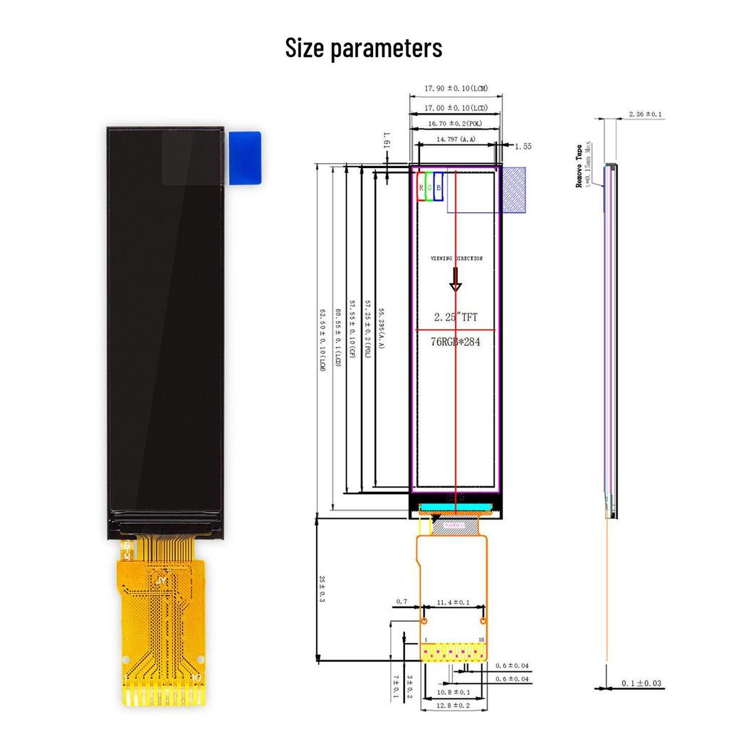 2,25-Zoll Mini-TFT-LCD-Farbdisplay-Bildschirm (ST7789)