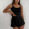 Casual Ladies Set Knitted Breathable Skin-friendly Camisole Pajamas Open Shorts Two-piece Set