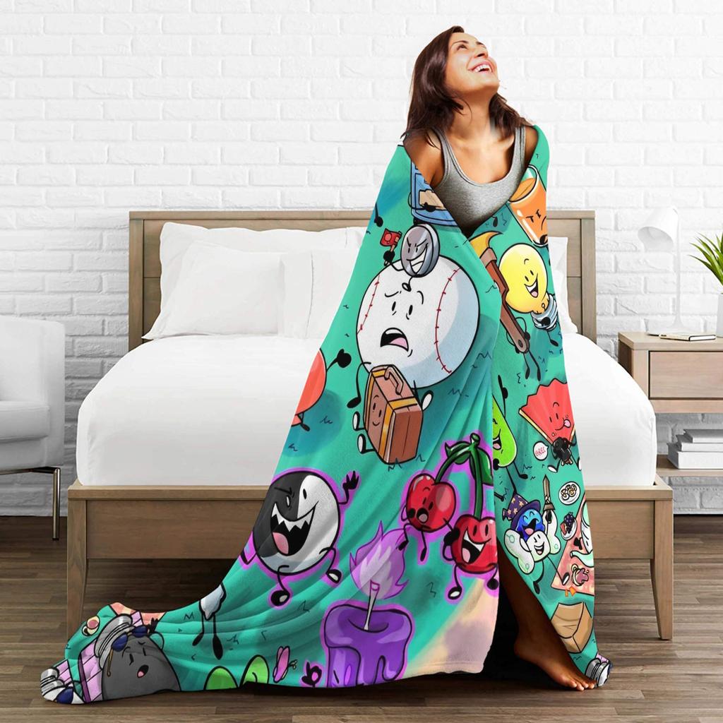 BFDI Inanimate Insanity All Characters Blanket Warm Soft Plush Throw Blanket For Home Decor Picnic Flannel Bedspread Bed Cover