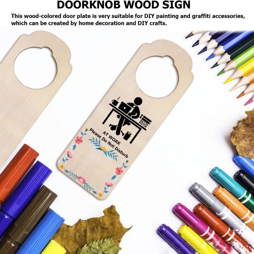 10 Pieces Wooden Door Handle Hangers Unpolished Natural Odor Free Wood Diy Craft Painting Writing Sign Blank Double Sided