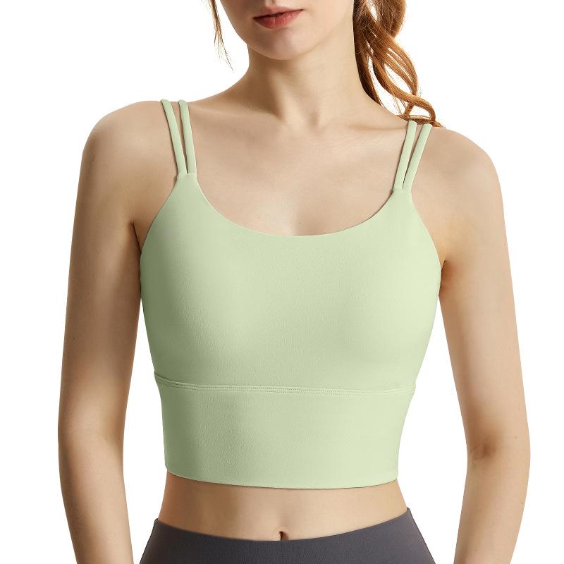 Chuandon Shockproof Spaghetti Strap Sports Bra with Integrated Cloud-Feel Chest Pad