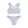 Girls Two Piece Swimsuit Set Floral Print Ruffle Trim Tankini Top and Bikini Bottom Swimwear for Kids Summer Beach Pool