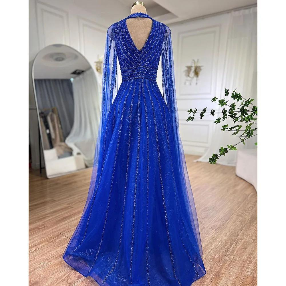 European and American elegant flying sleeves A-shaped skirt evening dress performance support banquet performance long dress LA11111