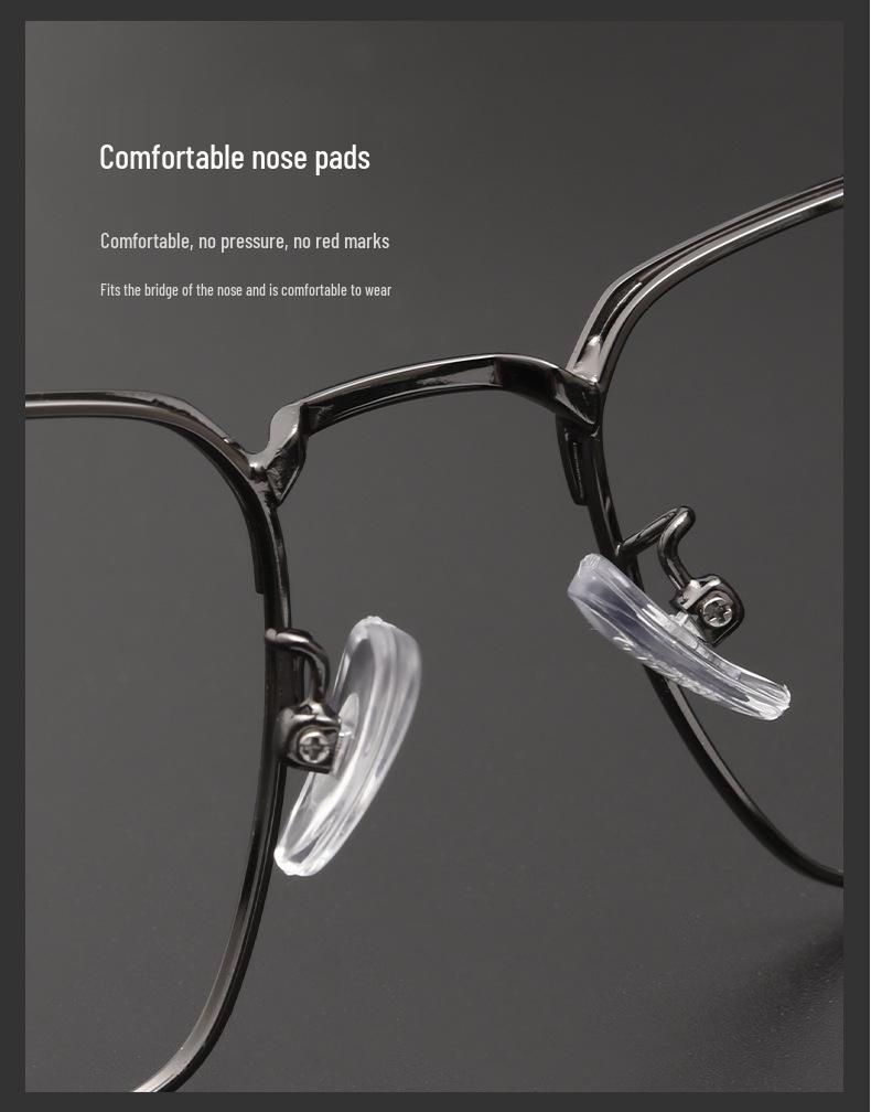 3830J Retro Square Full-Rim Metal Eyeglass Frame, Two-Color Super Light for Large Faces