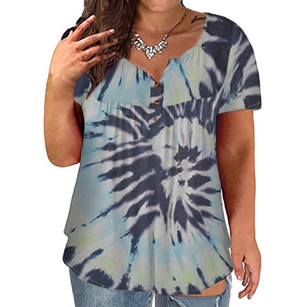 Buy Women Plus Size V-neck Button Short 