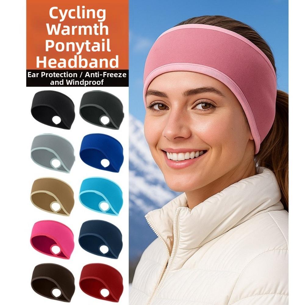 Thermal Insulation Ponytail Headband Fleece Material Sport Headband Ear Warmer Headband  Cycling