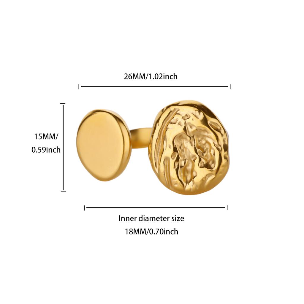 Geometric Texture Rings For Women Gold Plated Stainless Steel Ring Wedding Aesthetic Christmas Jewelry Gift