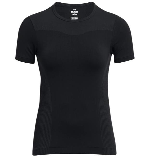 Under Armour Solid Color Crew Neck Short Sleeve T-Shirt Women Black 1383637-001 S