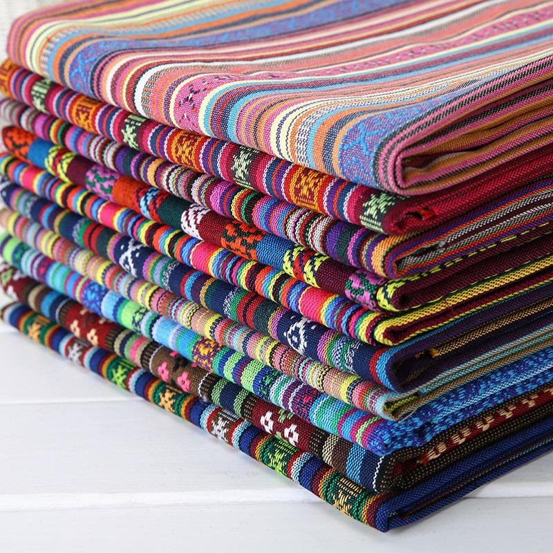 100x150cm Ethnic Style Cotton Linen Fabric Textile Patchwork Sofa Cover Pillow Hotel Bar Tablecloth Curtain Decor Craft