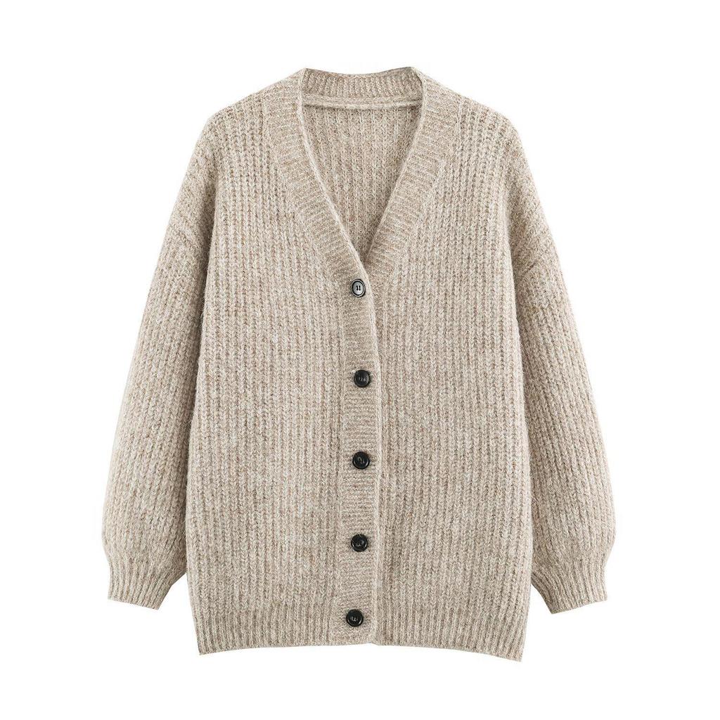 Autumn 2026 Women's European & American Style V-Neck Knit Cardigan Sweater