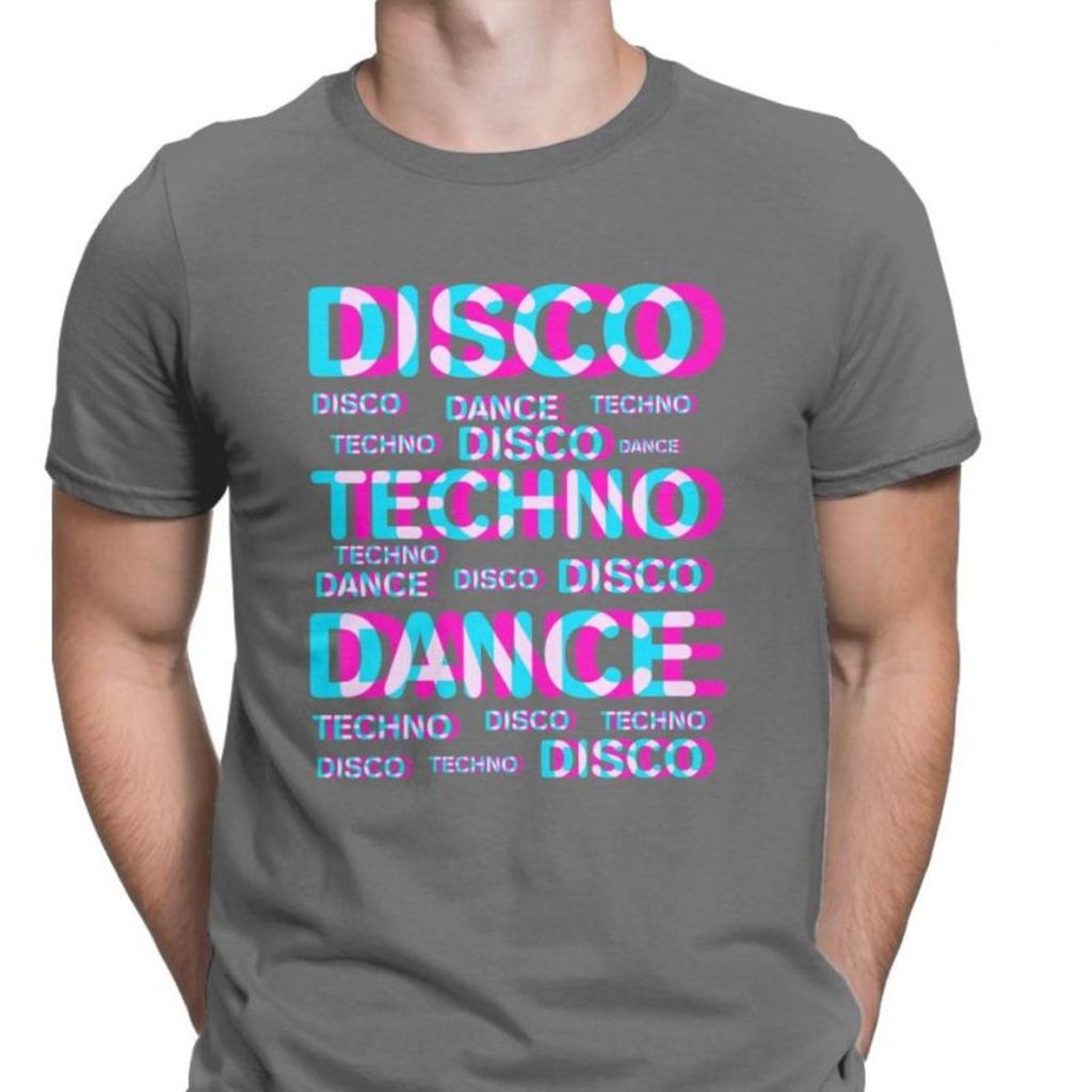 Disco Dance Techno T Shirts Men Cotton Novelty T-Shirt Music Audio Trance Hardcore Tee Fitness Clothes Christmas Day