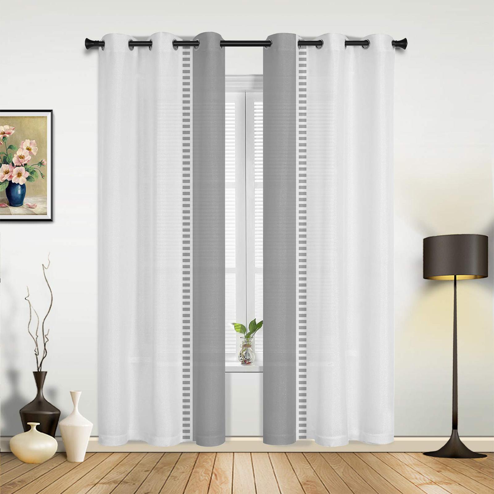 

Blue Stripes Texture White Curtains for Bed Room Living Room Window Drapes Kitchen Area Kids Bedroom Window Curtain Current Home Decor 135W x 60H(cm) x1