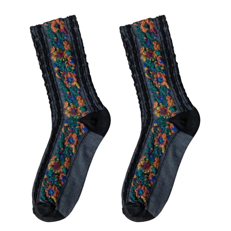 Fashion Classical Women's Flowers Dress Socks Famale Cute Spring and Autumn for Women Cute Socks Creative Gifts Accessories