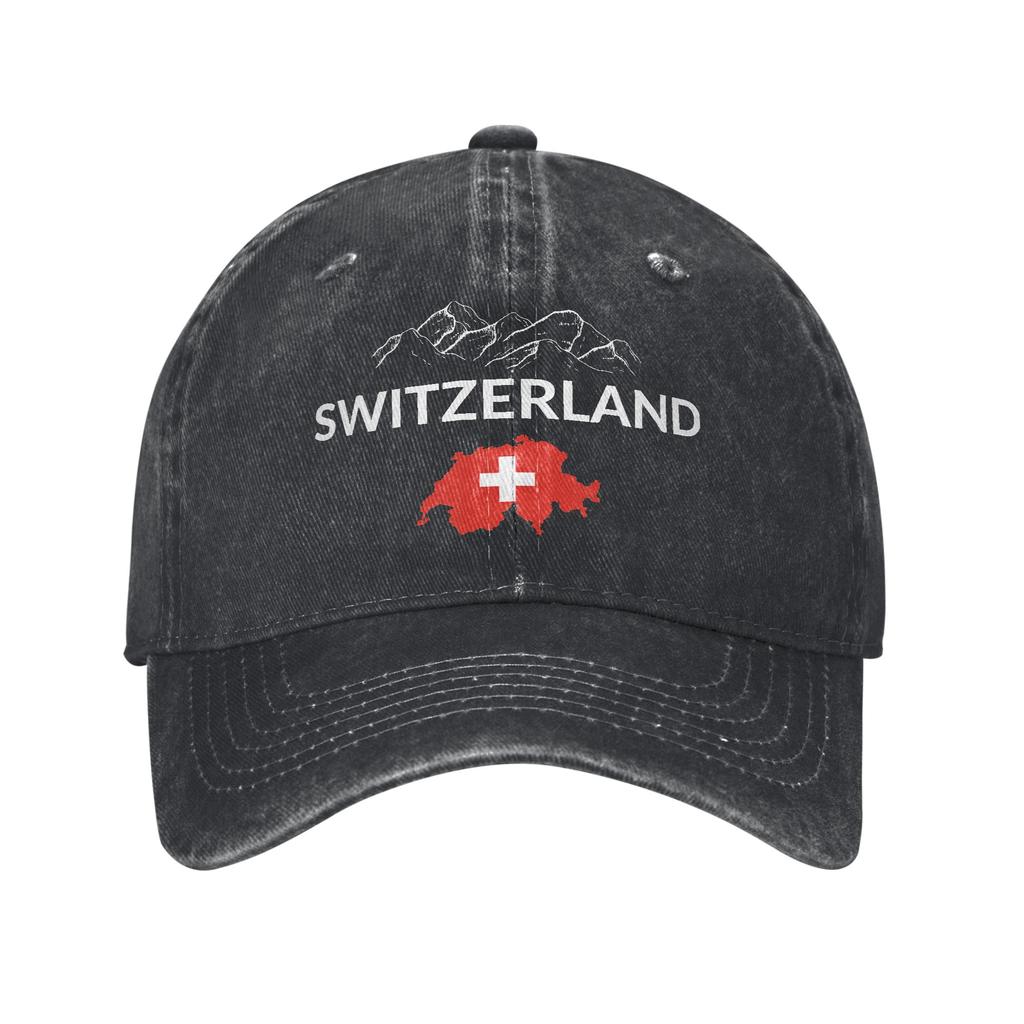 Swiss Switzerland Flag Trucker Hat Merch For Unisex Baseball Caps Retro Headwear Cap Adjustable