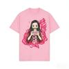 Demon Slayer Nezuko Kamado Pure Cotton T-shirt 2026 Summer New Anime Printed Loose Casual Parent Child Short Sleeve Top