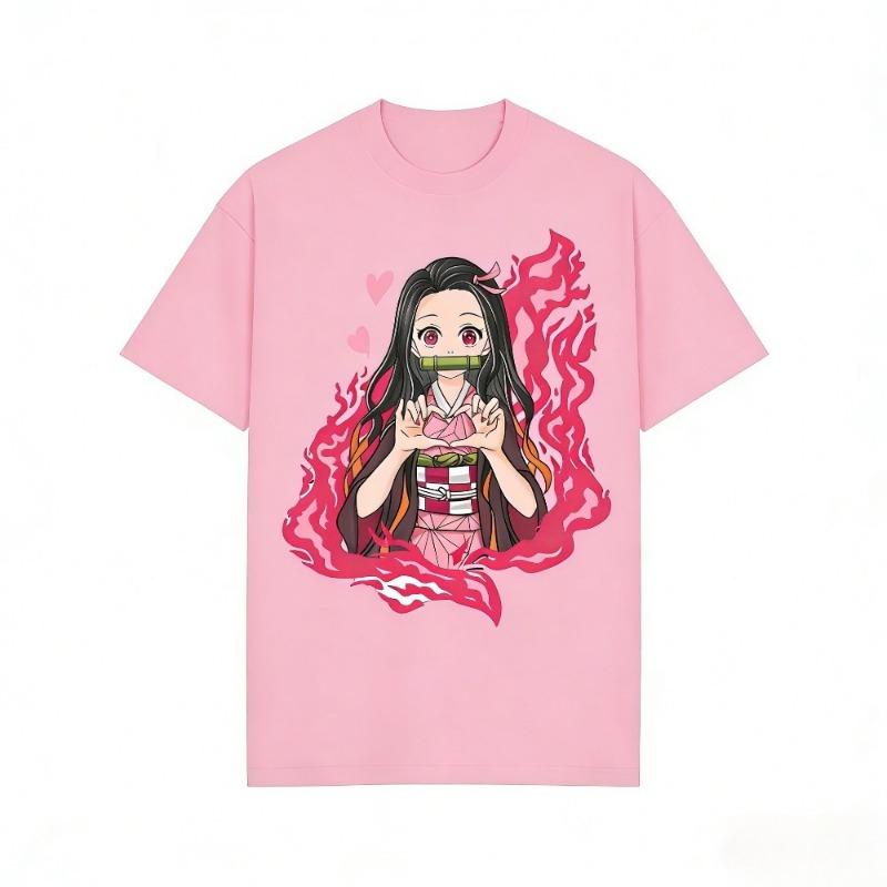 

Demon Slayer Nezuko Kamado Pure Cotton T-shirt 2026 Summer New Anime Printed Loose Casual Parent Child Short Sleeve Top 150