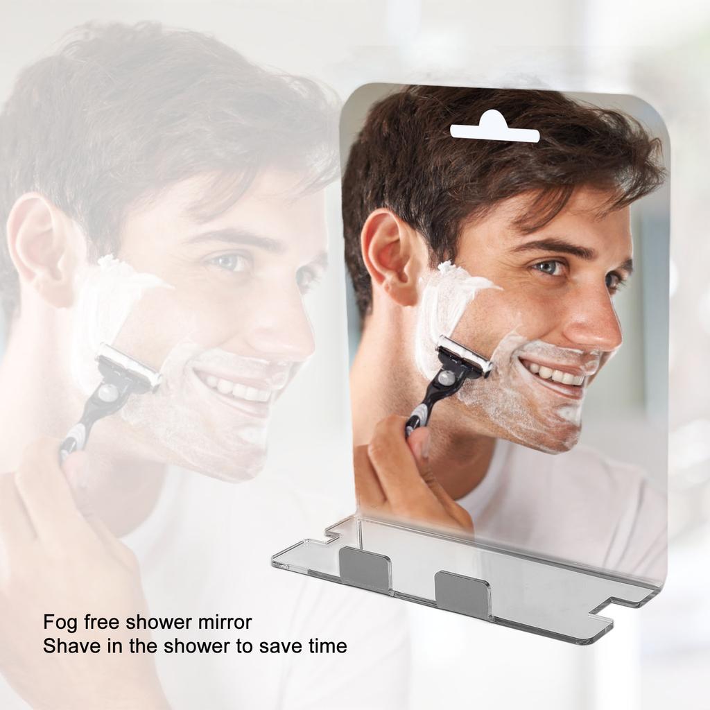 Fogless Shower Mirror Wall Hanging Frameless Shower Mirror with Stainless Steel Hook for Bathroom