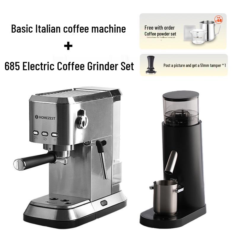 Cross Semi-Automatic Italian Espresso Machine with 19-Bar Pressure and Milk Frother for Home or Office Use