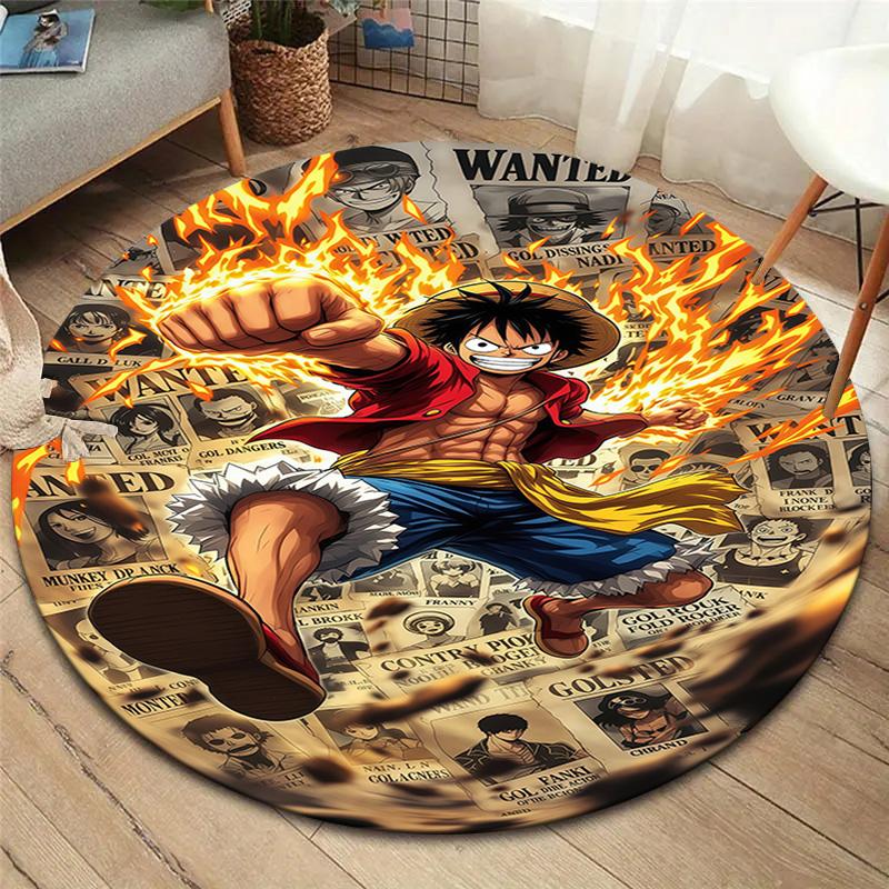 One Piece Monkey D Luffy Round Area Rug Carpet Rug For Living Room Bedroom Sofa Playroom Decor Nonslip Floor Mat