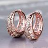 Chenrui Rose Gold Hollow Copper Earrings with White Diamond Inlay, Simple Pastoral Style
