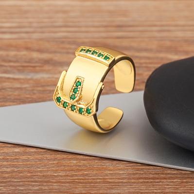 

Nidin New Crystal White/Green Color Bling Zircon Belt Buckle Rings Open Adjustable Statement Finger Ring Fashion Gifts Jewelry зелений