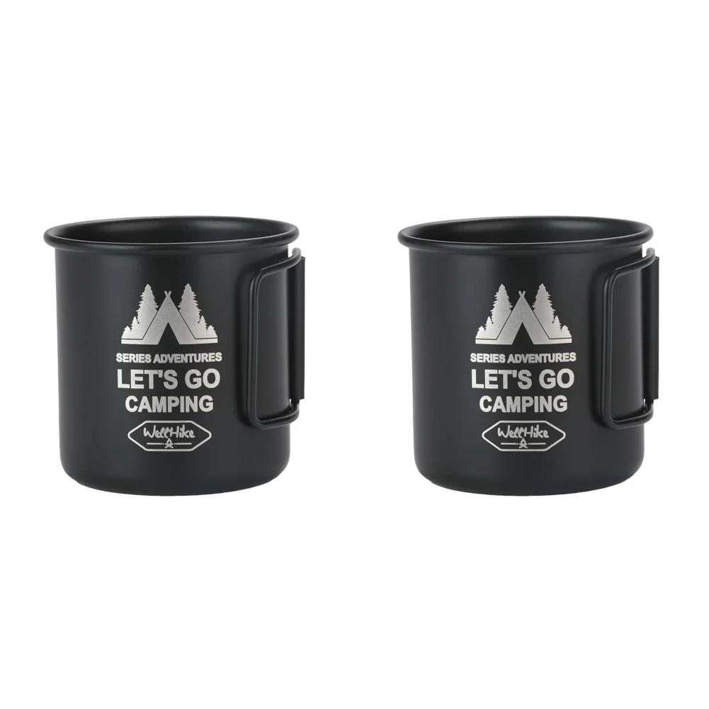 300ML Camping Mug Outdoor Aluminium Alloy Water Cup with Foldable Handle Tea Beer Coffee Mug Coffee Wine Cup for Hiking Travel