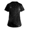Women's Fashion Cross V Neck Short Sleeve Overalls Double Pockets Halloween Printed Tops Uniforms