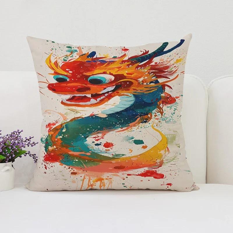 40x40 Cushion Cover Dragon Pattern Decorative Pillow Cover Sofa Cushion Cover Home Decor Chair Waist Cushion 50x50