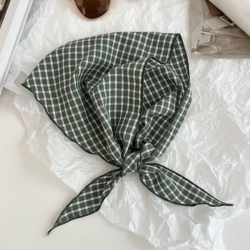 

Клетчатый шелковый шарф новый универсальный модный литературный головной платок повязка на голову резинка для волос треугольный платок для волос поясная юбка с запахом многослойное ношение
