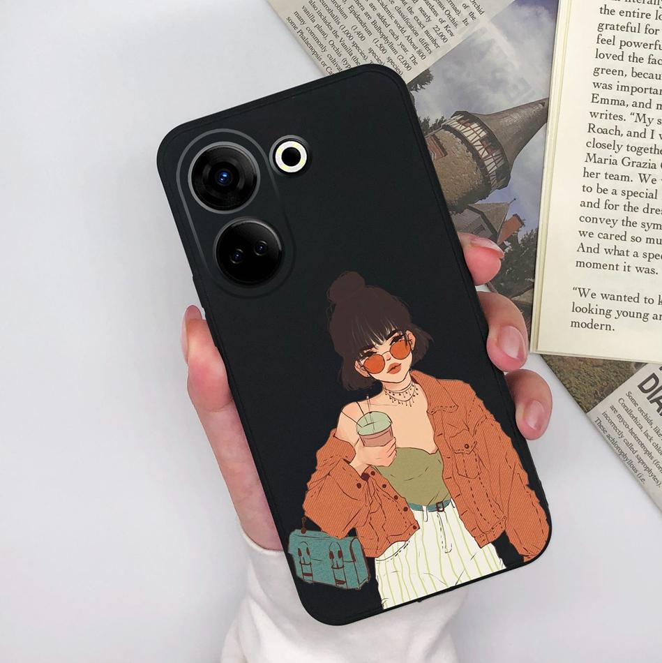 For Tecno Camon 20 Pro 4G 5G Phone Cases Cute Design Matte Silicone Shockproof Black Cover For Tecno Camon20 20Pro Bumper Capa