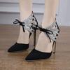 Fashion 2025 Summer Suede Glitter Pointed Toe Lace-up Stiletto Sandals Women's Plus Size Ultra High Heel Party Shoes Zapatos Mujer