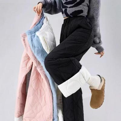Wide Leg Thick Flannel Pants Simple Windbreak Cotton Pants Fashion Basic Snow Pants  Ski Pants
