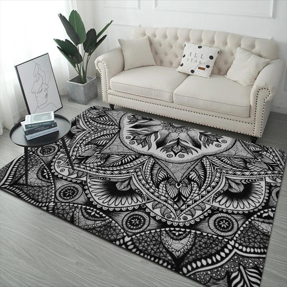 Mandala Flower Pattern Floor Mat Floor Mat INS Style Soft Bedroom Floor House Laundry Room Mat Anti-skid Household Carpets