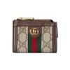 Carteira Feminina com Zíper e Logo Duplo G Ophidia Marrom Ébano 699530-96IWG-8745