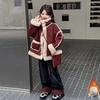 2025 Red Velvet Winter Coat for Big Kids - Thickened All-in-One Fashion