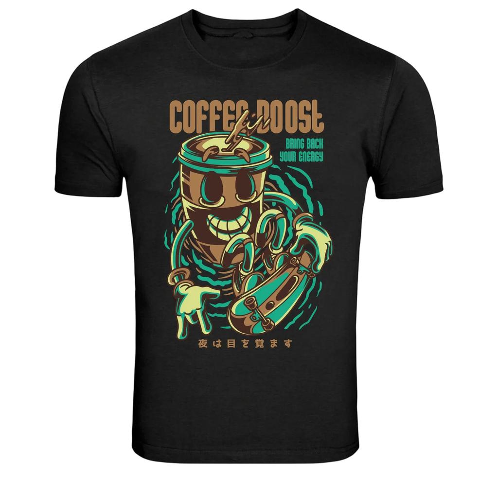 Coffee Boost Funny Coffee Cup Graphic T Shirt Caffeine Lover Tee