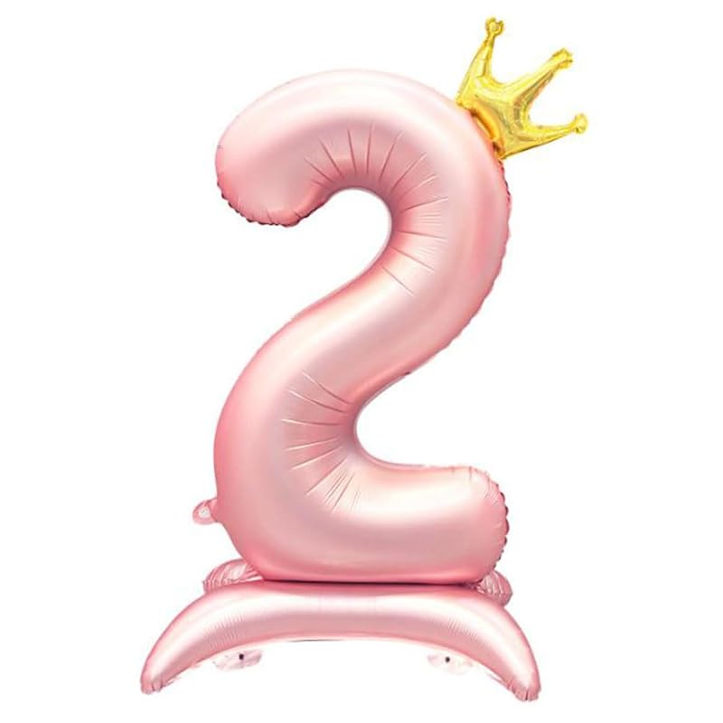 

Lumierechat Number Balloons, Large 100cm, Birthday Decorations for Boys and Girls, 1, 2, 3, Freestanding (Pink, Age 2)