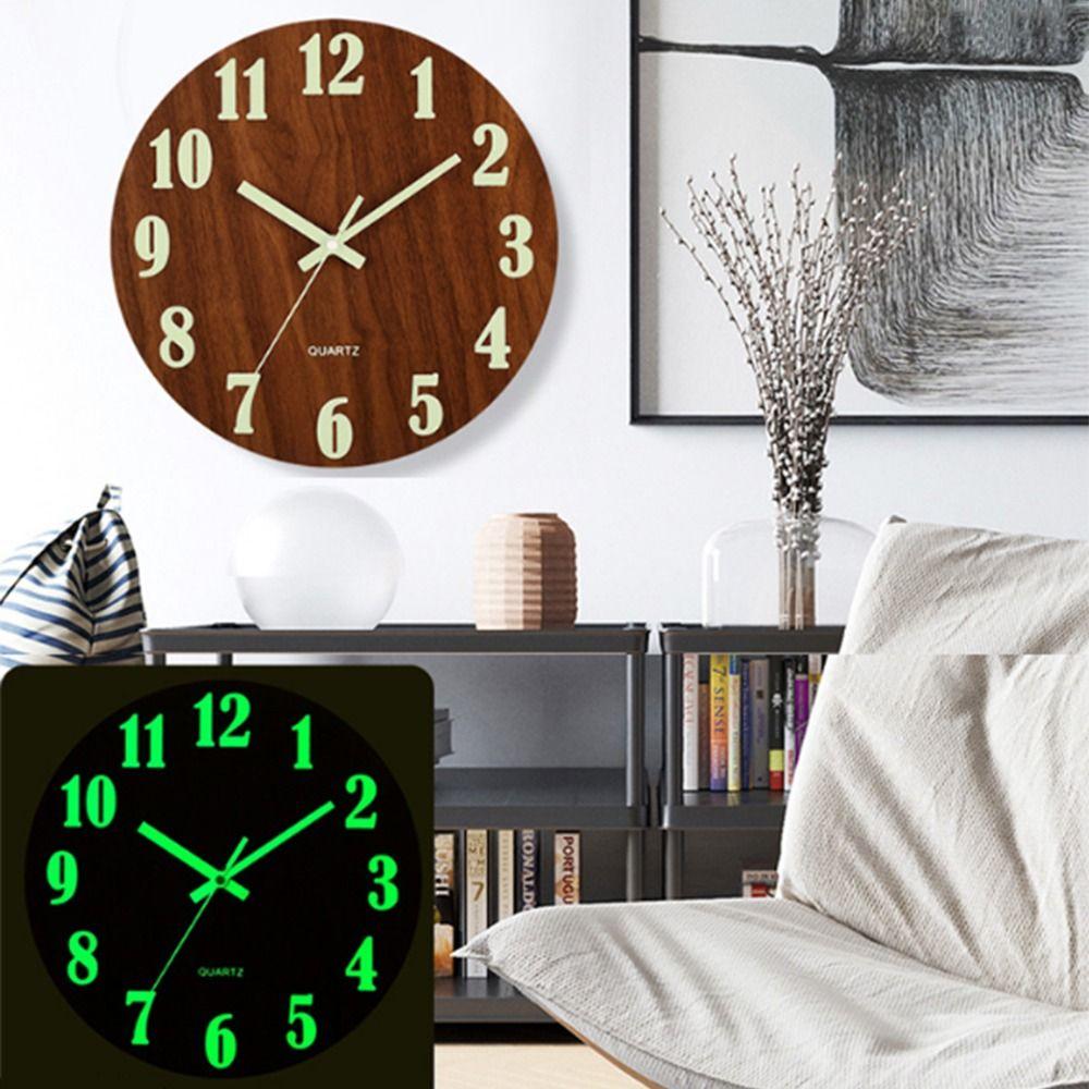 

Wood Grain Luminous Wall Clock Fashion Quartz Wall Clock Silent Digital Clock Wall Decor Style 7