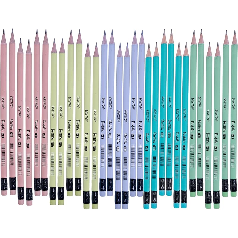 

Brustro Pastelix Hb Graphite Pencils |Pack Of 30 (5 Colours X 6 Pencils), 2.2Mm Lead With Latex Free Rubber,Pre-Sharpene 0 чорний