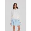 GOXO Metal Heart Lace Pleated Skirt Sky Blue